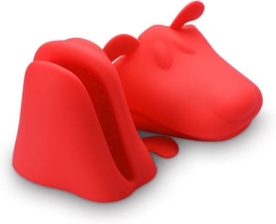 2x Siliconen Ovenpannenlap, Hittebestendig, Rode Hond