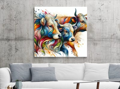 Acryl vee schilderij | Prachtig palet: Levendige scènes van het boerenleven in acryl | Kunst - 50x50 centimeter op Dibond | Foto op Dibond
