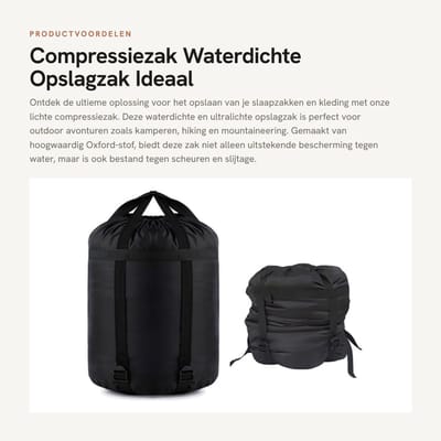 Dailygoods- Compressiezak Waterdicht - Opbergtas - Lichtgewicht - 43x23x23 cm - Oxford Stof - Ideaal voor Kamperen/Hiken - Opbergzak