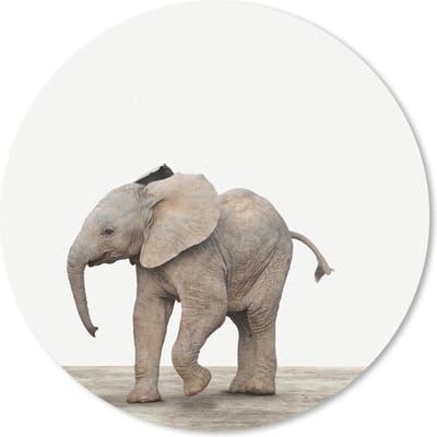 Muismat rond 20x20 cm - Mousepad Dieren - Grijs - Olifant - Ronde muismatten