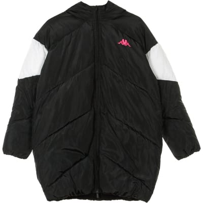 Authentiek 90 Bartes dames lang donsjack zwart/wit/fuchsia