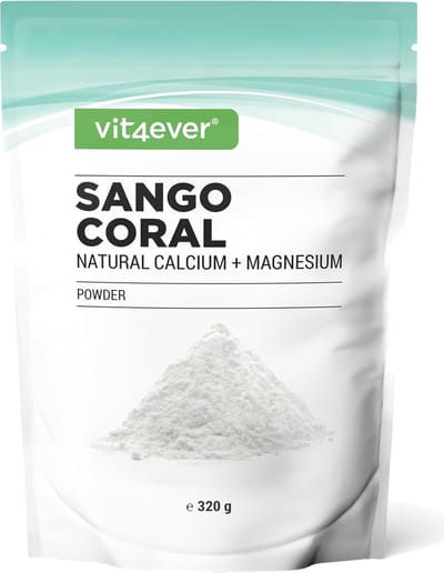 Sango Zeekoraal - 320 g poeder - Natuurlijke bron van calcium (20%) & magnesium (10%) in de lichaamseigen verhouding van 2:1 - Laboratoriumonderzoek - Geen additieven - Brievenbus pakket - Vit4ever
