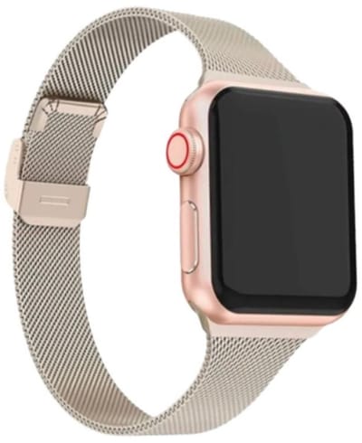 Horlogebandje - Smartwatchbandje - Watchband - Geschikt voor Apple Watch - Milanees - Champagne kleurig - 38/40mm - Series 1 2 3 4 5 6 7 8 9 SE - Jonyx
