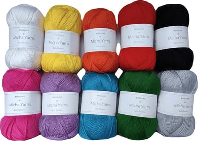 Bollen Bundel - 70% bamboe 30% katoen haakgaren - 10 bollen pakket - 10 x 50gram - Rainbow Bright (001) - Baby Bamboo - Micha Yarns