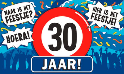 Q2P – 30 Jaar Gevelvlag – 150×90 cm XXL – Verjaardag Versiering - Vlaggenlijn – Binnen & Buiten - Vlag