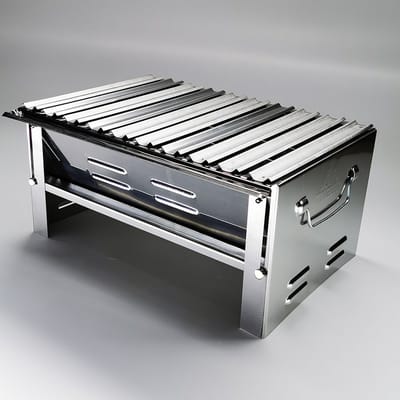 Opvouwbare BBQ - Draagbare opvouwbare grill met rooster - Portable Vouw Barbecue met Tas - Festival BBQ - Camping - Zomer - Park - Rechthoekig - 40 x 27 x 20 cm - Chroom