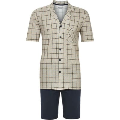 Ringella Katoenen heren doorknoopshortama beige Beige man 54