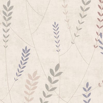 Landelijk behang Profhome 791463-GU vliesbehang hardvinyl warmdruk in reliëf licht gestructureerd met bloemmotief mat crème duifblauw bleekbruin 5,33 m2