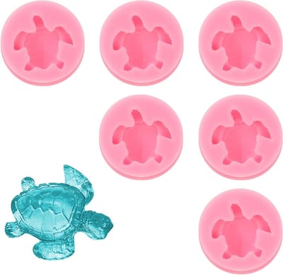 Siliconen mallen voor het maken van 3D dieren en schildpadden - set van 6 stuks voor fondant, snoep en chocolade - DIY taartdecoratiegereedschap met zeeschildpad thema