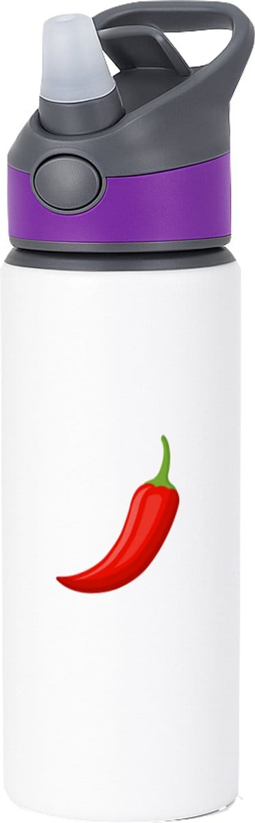 Hacebo® - Rode peper waterfles met rietje paars - Groente - Groente liefhebbers - Chillipeper - pittige peper - water fles - 650ML