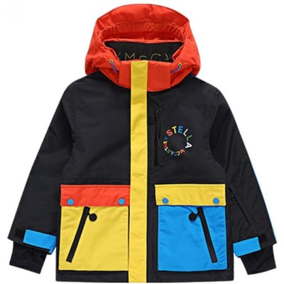 Stella Mccartney Tt2p20 Z0432 999 Color Block Ski-jas met Ronde Logo Capuchon voor Kinderen TT2P20 Z0432 999 (5A) black