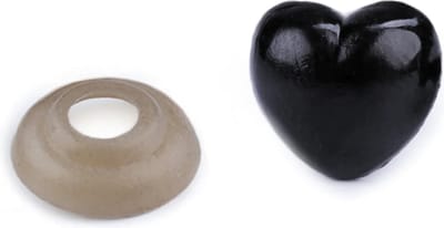 5x zwart veiligheidsneusje 12x13mm - hartvormig neus neusje voor knuffel dieren beer hond - zwarte neus diy - met veiligheidsoogje