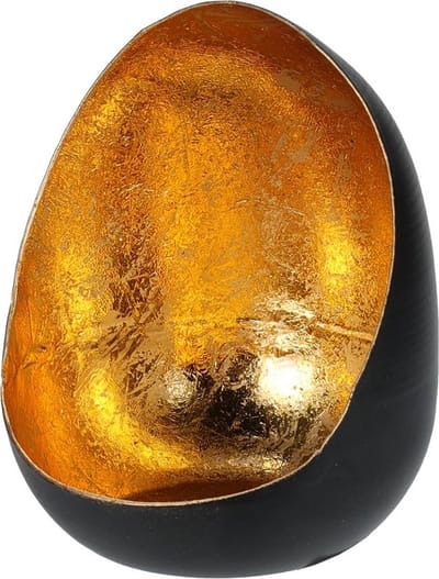 Windlicht egg metaal 8x10cm zwart