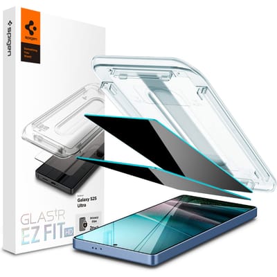 Spigen Privacy Glass Geschikt voor Samsung Galaxy S25 Ultra - GLAS.tR EZ Fit HD - 9H Tempered Glass Screen Protector - Case Friendly - Gemakkelijke Installatie - 2-Pack