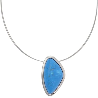 Behave – Ketting turquoise natuursteen – Minimalistische stijl zilverkleur