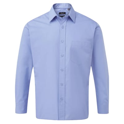 Premier Heren Popeline Overhemd Met Lange Mouwen (Middenblauw)