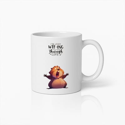 Grappige WTF Levensquote Mok met Schattige Cartoon Hamster – Humoristische Koffiebeker voor Stressvermindering en Dagelijkse Motivatie