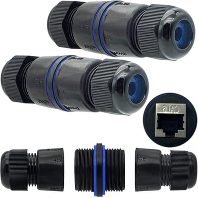 2 Stuks Waterdichte RJ45 Ethernet Connectoren, Beschermde Coupler voor Netwerkverbindingen, Geschikt voor CAT.6E/CAT.6/CAT.5E/CAT.5, Ideaal voor Buitengebruik