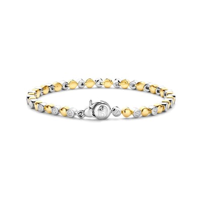 TI SENTO Dames Armband - 925 zilver - Zirkonia met geel verguld - Maat M - 23066ZY