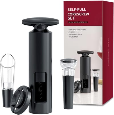4-in-1 wijnkurkentrekker flesopener dekselopener voor schroefglazen wijnflesopener set wijnopener foliesnijder kurk wijnopener voor cadeau kerstfeesten