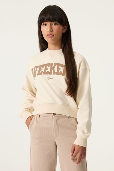 GARCIA Meisjes Tekst Print Sweater Wit Lange mouw