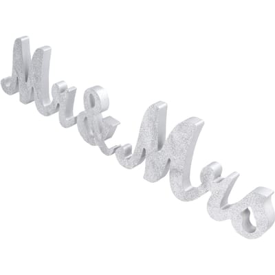 Panneaux Mr and Mrs Lettres en Bois Argenté Décorations Mariage Vacances Décoration de Maison Accessoires Photo white