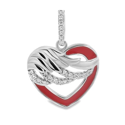 Juwelier Zwartevalk zilveren (gerhodineerd) hart met vleugel hanger - 24.375