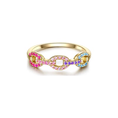 Gems München Dames Dames ring 925 sterling zilver Zirkonia 52 Geelgoud 32019605