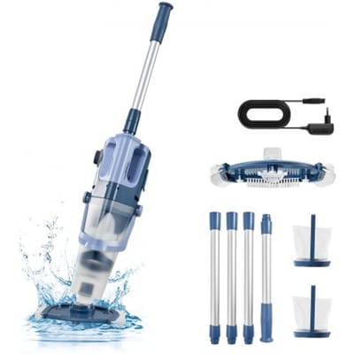 VEVOR Draadloze Zwembadstofzuiger, Handstofzuiger voor Zwembaden, Vloerstofzuiger, Onderwaterstofzuiger, 100L/min, Zwembadreiniger voor Bovengrondse Zwembaden, 60 Minuten Gebruiksduur, Krachtige Zuigkracht voor Bladeren en Vuil met Verlengstang