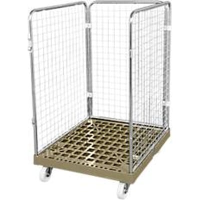 Gaascontainer 3-zijdig, 1020 bruikbare hoogte op kunststof rolcontainer, grijs RAL7032
