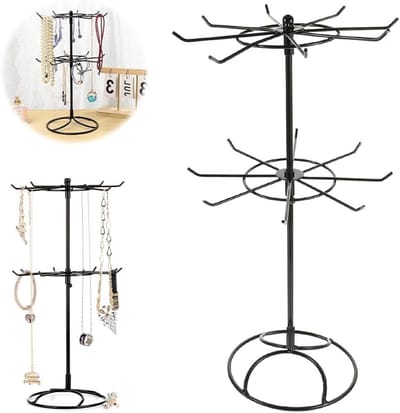 Rotatable Sieradenstandaard met 16 Haken voor Kettingen, Armbanden, Ringen en Oorbellen, Verwijderbare en In hoogte verstelbare Sieradenhouder