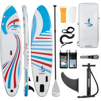 Stand Up Paddle Board 335cm Opblaasbaar Paddle Board 350lbs Capaciteit Paddle Board rood/blauw