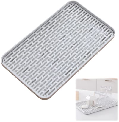 Dailygoods- Afdruiprek met 2 niveaus - Afdruipmat - Houder voor waterdruppels - PP-kunststof - 31 x 17,5 x 2,2 cm - Duurzaam en sterk - Afwasrek