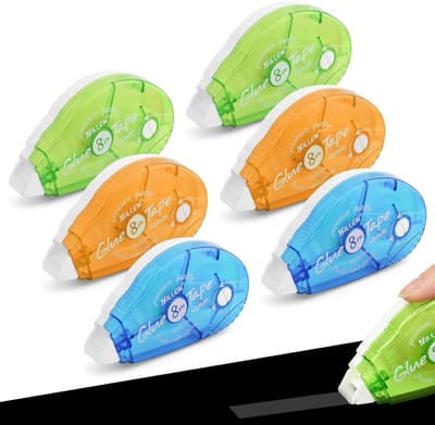Set van 6 Dubbelzijdige Lijmrollers voor Foto's, Scrapbooking en Ambachten - Zelfklevende Accessoires voor Fotoalbums en Verzamelalbums (8mm x 8m)