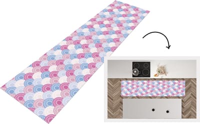 Keukenloper - Loper keuken - Cirkel - Patroon - Roze - 200x50 cm - Keukenloper vinyl