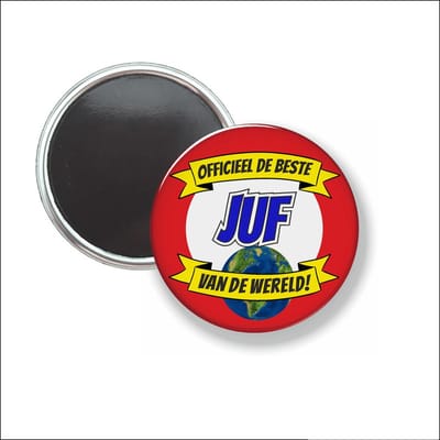 Button Met Magneet 58 MM - Officieel De Beste Juf Van De Wereld - NIET VOOR KLEDING