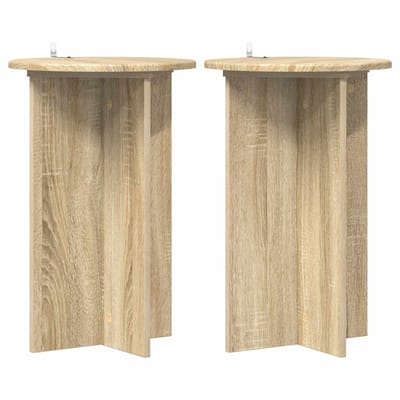 vidaXL - Plantenstand - 2 - st - Sonoma - Eiken - Ø40 - x - 60 - cm - Bewerkt - hout