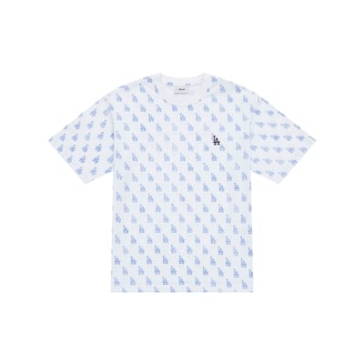 MLB Monogram Los Angeles Dodgers SS25 Impression intégrale Tendance Mode Cool Sport Décontracté Manches Courtes T-shirt Unisexe Hauts Bleu Foncé 3ATSM0253-07BLD XL white