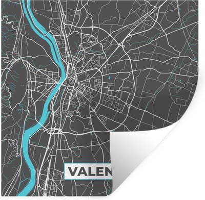 Muurstickers - Sticker Folie - Stadskaart - Plattegrond - Valence - Frankrijk - Kaart - 100x100 cm - Plakfolie - Muurstickers Kinderkamer - Zelfklevend Behang XXL - Zelfklevend behangpapier - Stickerfolie