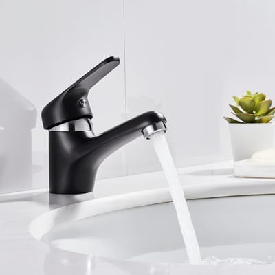 Auralum max Wastafelkraan - Wastafel Designkraan - Opbouw - Mengkraan - Zonder Waste - Zwart
