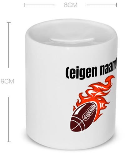 Akyol - rugbybal vuur met eigen naam Spaarpot - Rugby - atleten - iemand die houdt van rugby - verjaardag - cadeau - kado - 350 ML inhoud