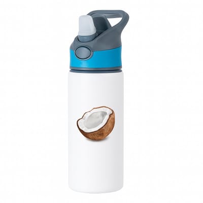 Hacebo® - Kokosnoot waterfles met rietje blauw - Fruitschaal - fruit liefhebbers - Kokos - vrucht - gezond eten - water fles - 650ML