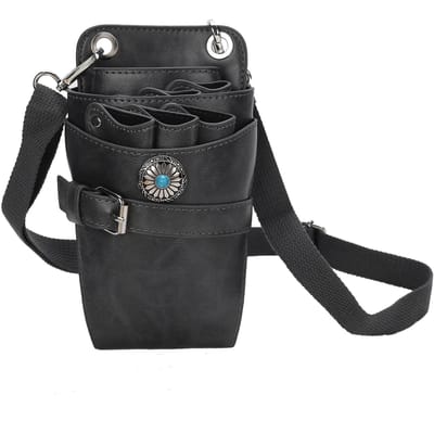 Haarschaar Schaar Tas Professioneel Retro Zacht Kappersgereedschapstas Etui Kapperskoffers Zwart black
