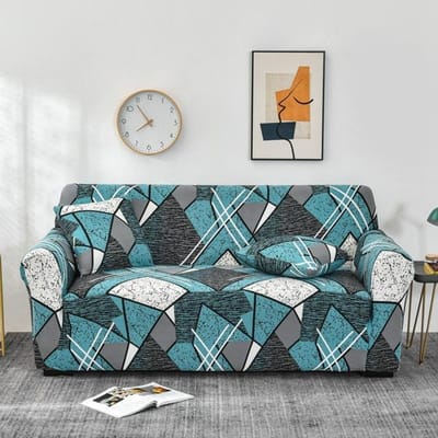 Housse de canapé à carreaux géométriques, extensible, pour salon, housse de chaise, serviette, 1/2/3/4 places 1-seat 90-140cm gray