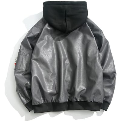 Veste en cuir ample et tendance pour homme, vêtements de locomotive, veste en cuir de pilote, veste tendance étudiante printemps et automne 4XL black