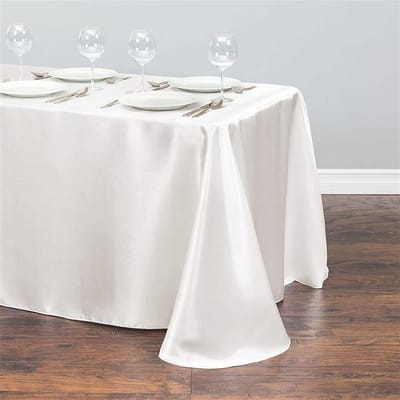 6 Stuks Satijnen Tafelkleed Effen Kleur Lang Rechthoekig 58 X 108 Inch Glad Overlay Tafelkleed voor Bruiloft Feest Restaurant Banket 145x275cm wit