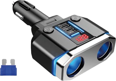 120W Autolader USB C Snellader - Autolader - USB Adapter Auto - 12V Splitter Sigarettenaansteker - Spanningsmeter