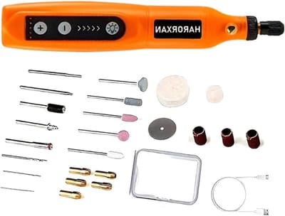 Elektrische graveerpen - Graveergereedschap - Precisie graveren - 5 instelbare snelheden - 18 cm - Oranje