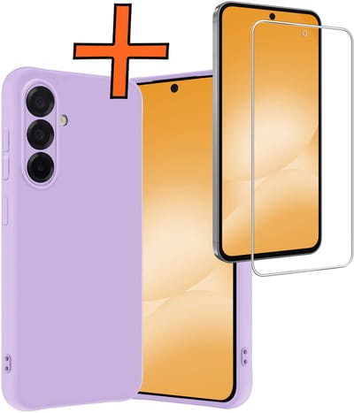 Hoes - Met Screenprotector - Geschikt voor Samsung Galaxy A56 - Sterk & Shockproof - Back Cover - Siliconen Case - Telefoon Hoes - Lila