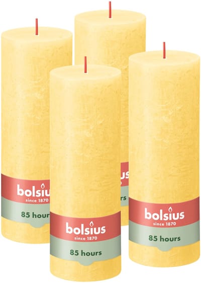 Bolsius - Rustieke Kaars - 4 Stuks - Licht Geel - 19cm